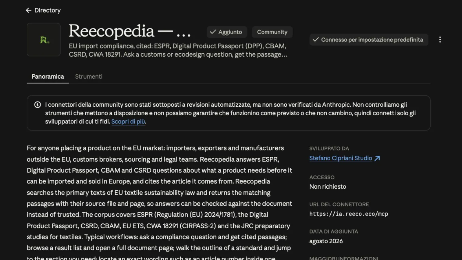 Meie tööriist Reecopedia on nüüd ka Anthropic kataloogis kirjas
